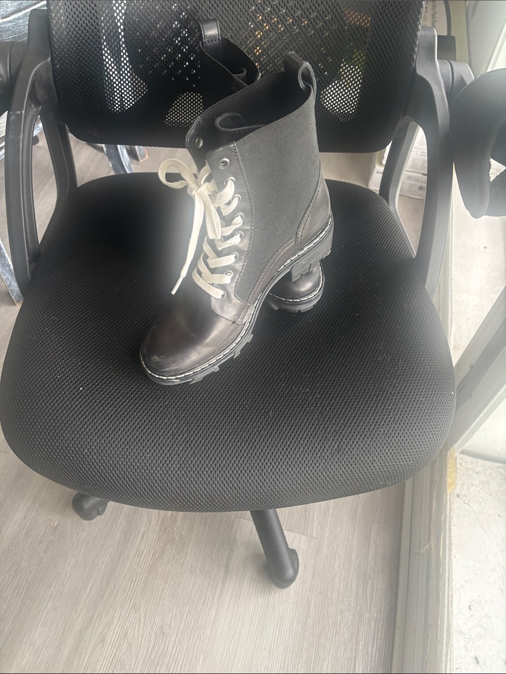 rag & bone Black Combat Boots with Cream Laces